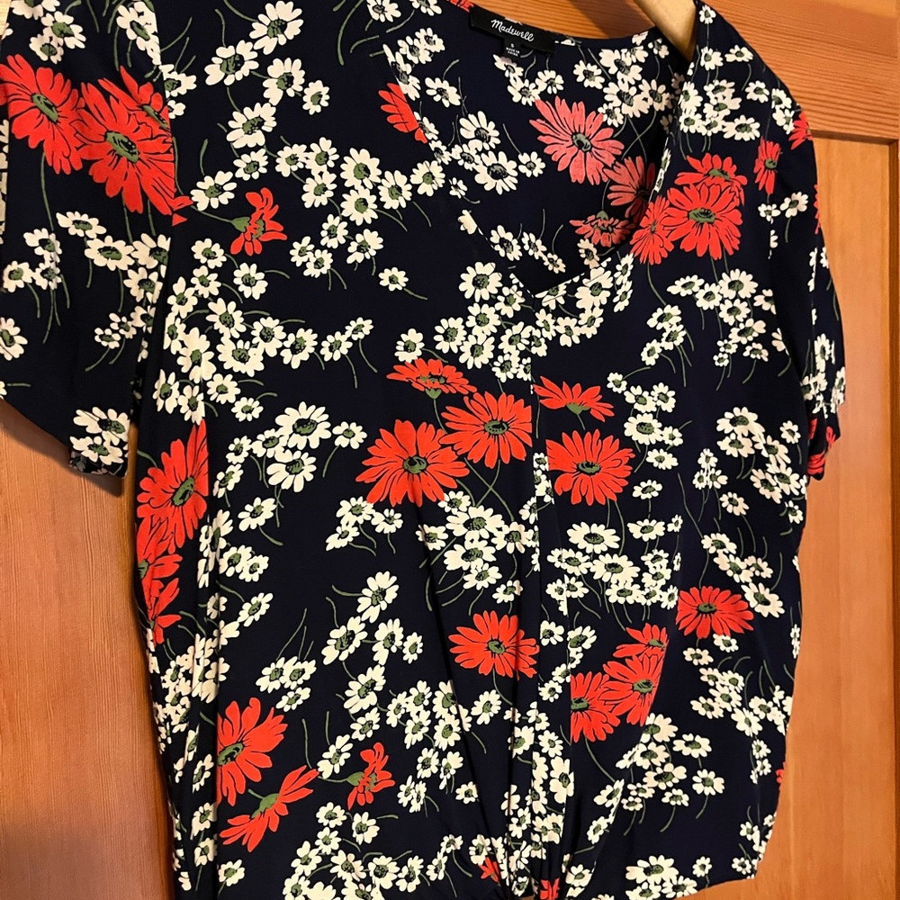 Madewell Floral Black and Red Women's Top